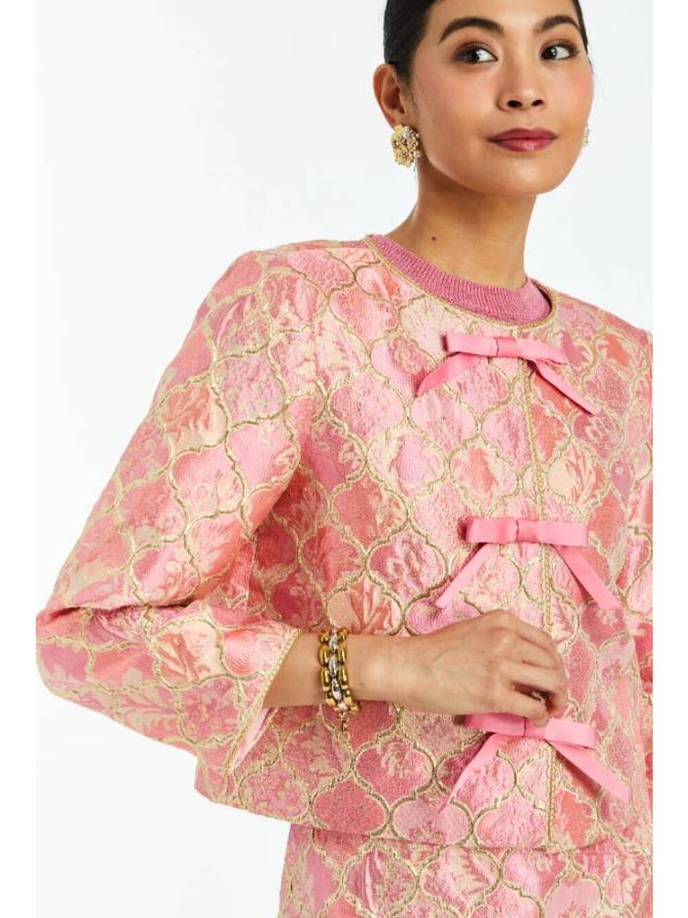 Mestiza New York Leandra Bow Jacket in Gilded Pink 4